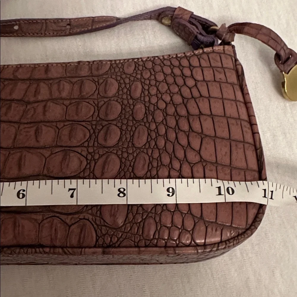 Vintage Brahmin Y2K Croc Embossed Leather Handbag Shoulder Mini Bag w/ Dust Bag